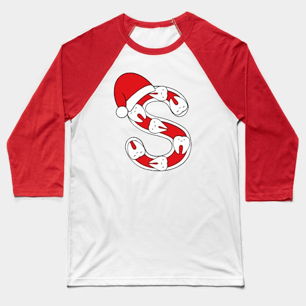 Letter S (Happimola Christmas Alphabet) Baseball T-Shirt by Happimola